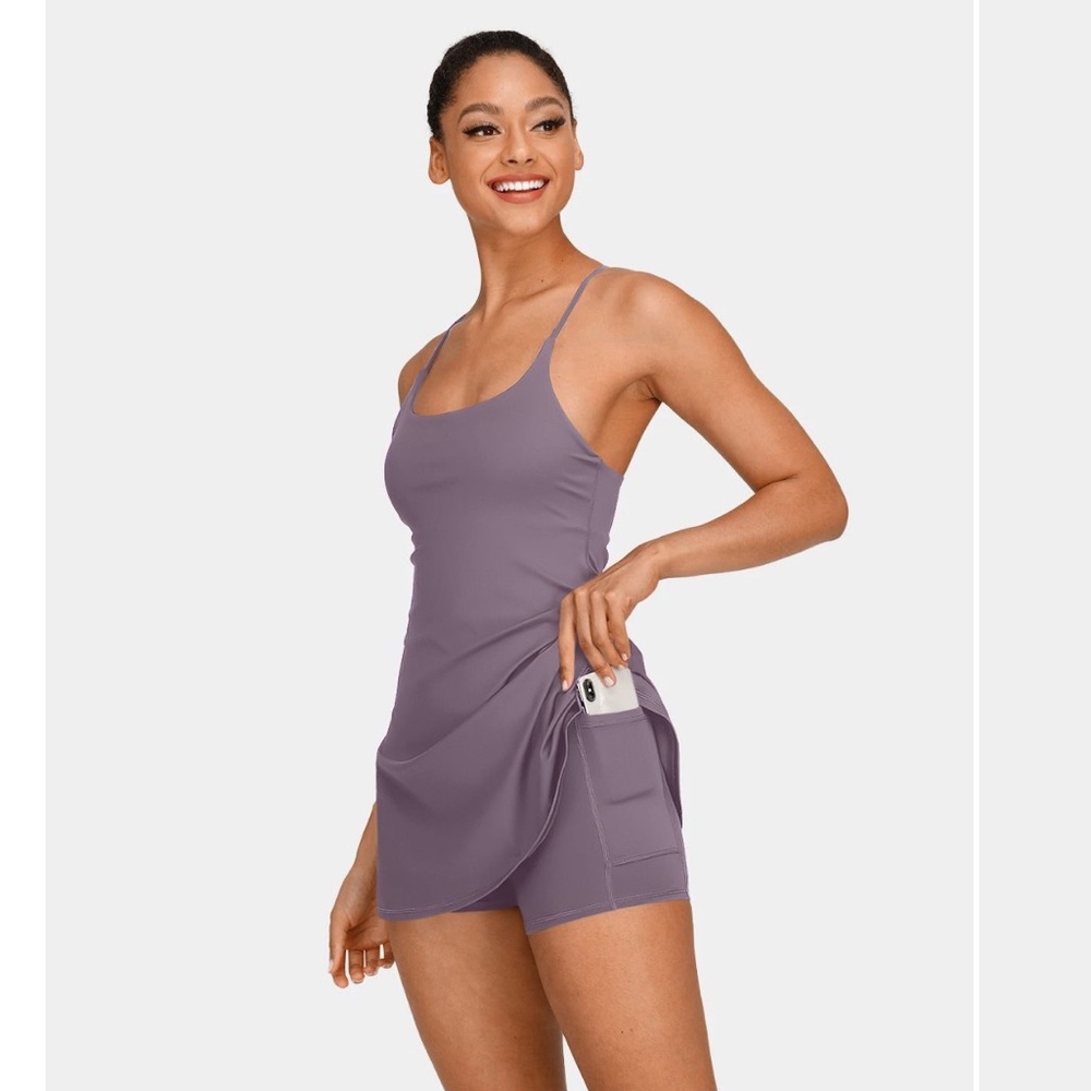 NWOT Halara - Fall Lavender Plush Backless Active Dress - pickleball/tennis